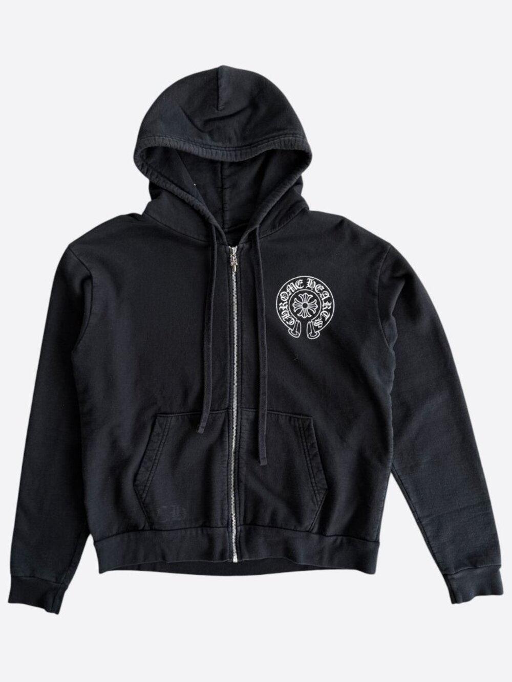 Chrome Hearts Black & White Las Vegas Horseshoe Logo Zip Up Hoodie
